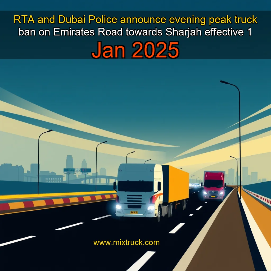 You are currently viewing RTA and Dubai Police announce evening peak truck ban on Emirates Road towards Sharjah effective 1 Jan 2025