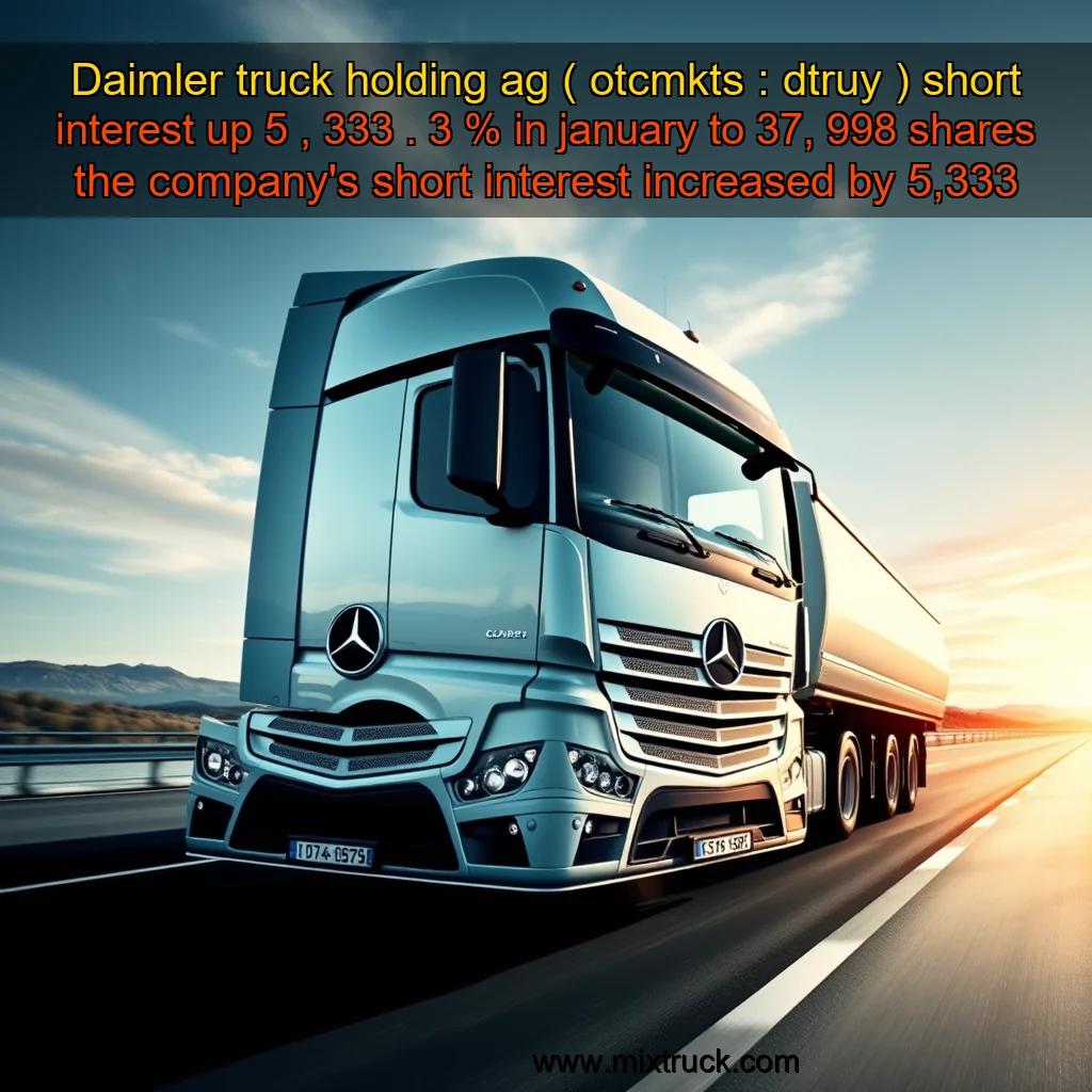 You are currently viewing Daimler truck holding ag ( otcmkts : dtruy ) short interest up 5 , 333 . 3 % in january to 37, 998 shares the company’s short interest increased by 5,333 shares, or 3.3% in january, reaching a total of 37,998 shares.